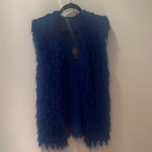Vertigo Royal Blue faux furry Vest size M/L.